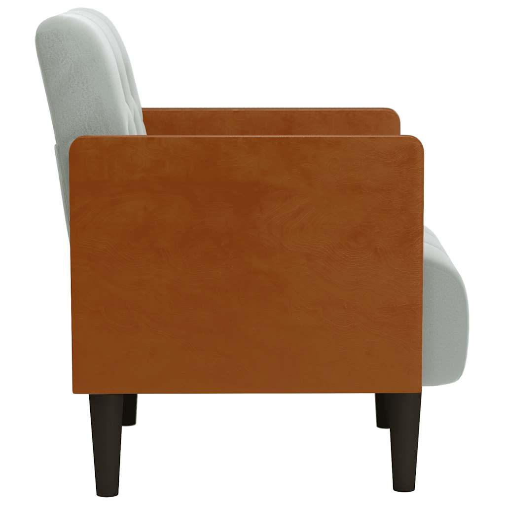 Sofa-kėdė su porankiais, šviesiai pilka, 55 cm, aksomas