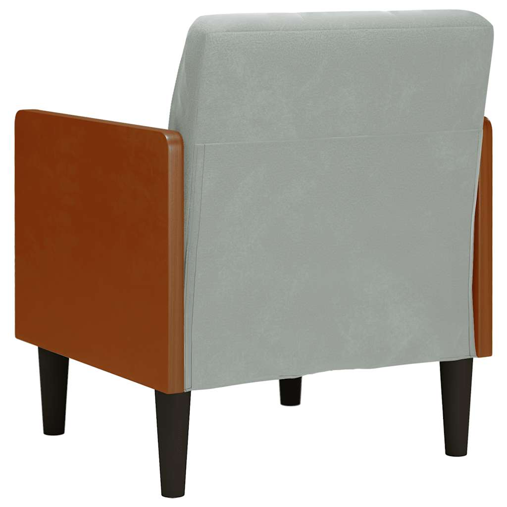 Sofa-kėdė su porankiais, šviesiai pilka, 55 cm, aksomas