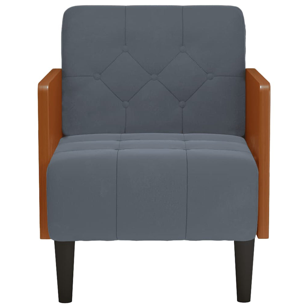 Sofa-kėdė su porankiais, tamsiai pilka, 55 cm, aksomas