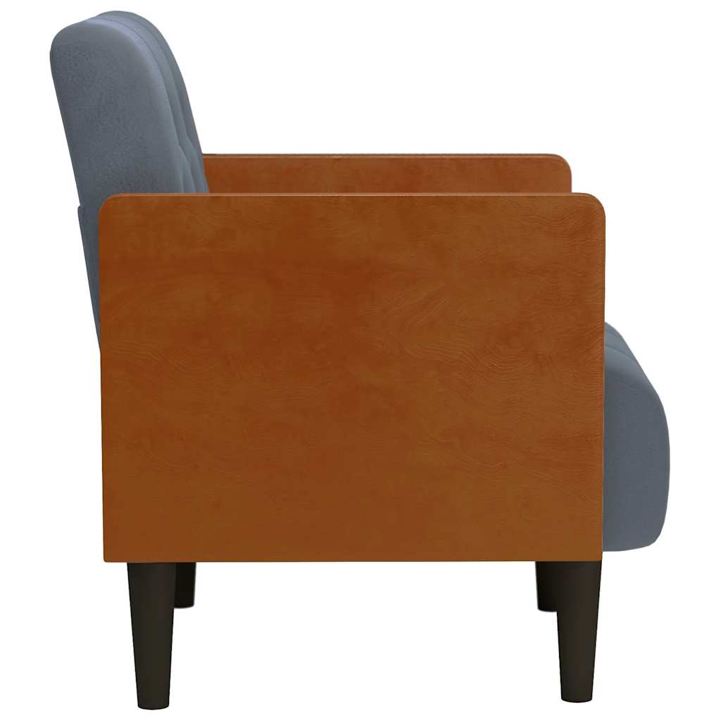 Sofa-kėdė su porankiais, tamsiai pilka, 55 cm, aksomas