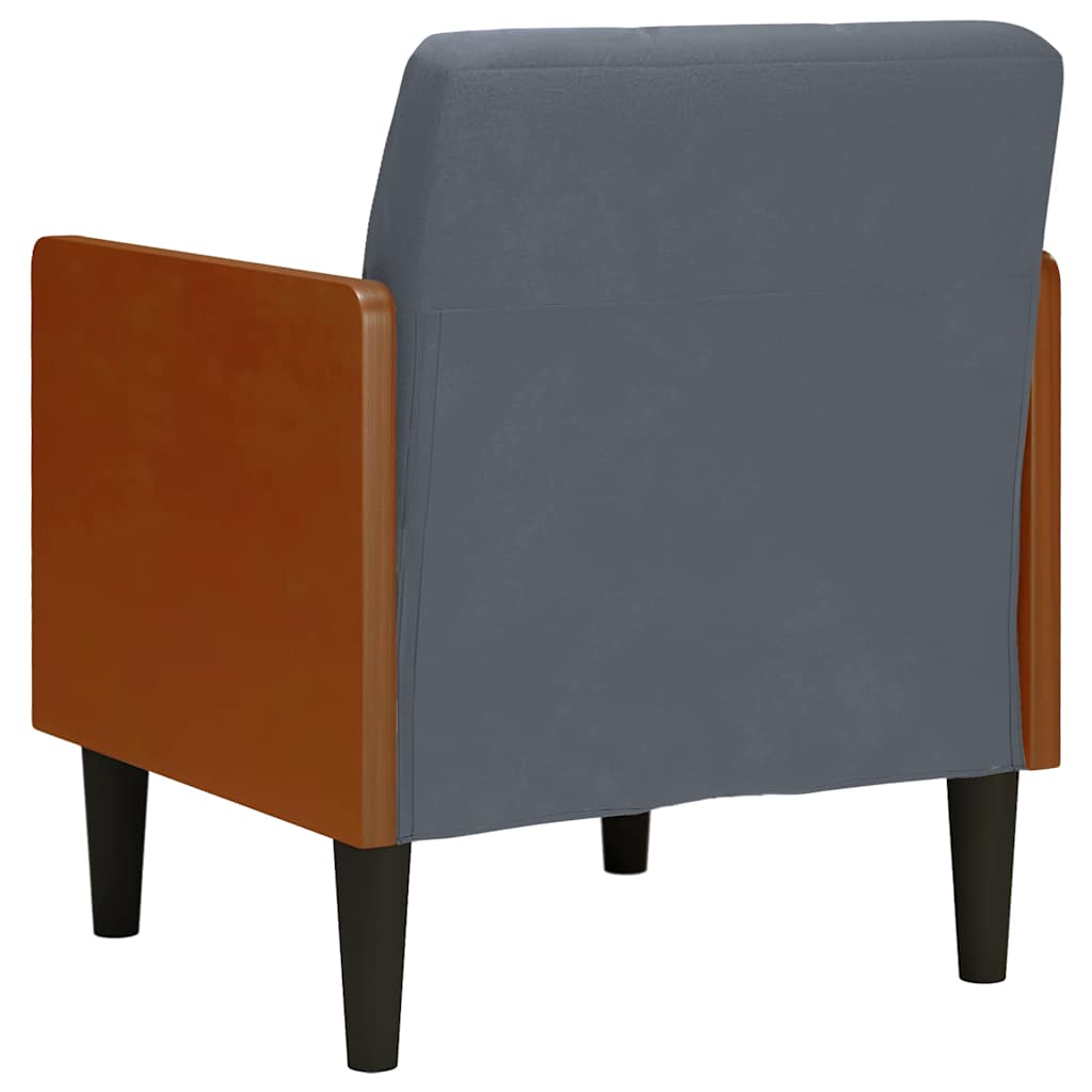 Sofa-kėdė su porankiais, tamsiai pilka, 55 cm, aksomas