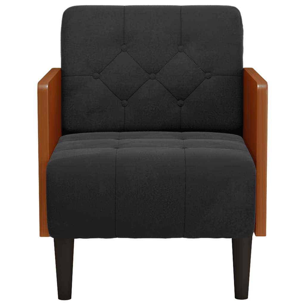 Sofa-kėdė su porankiais, juoda, 55 cm, aksominė