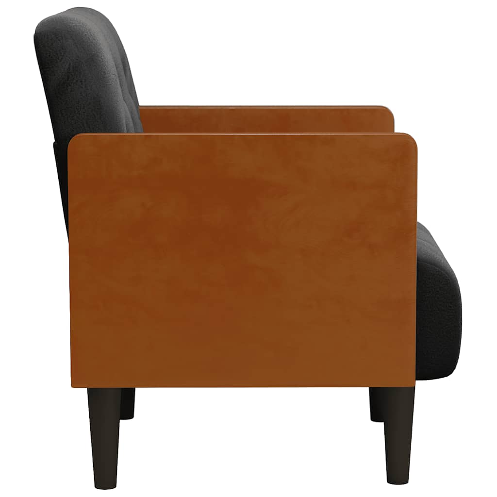 Sofa-kėdė su porankiais, juoda, 55 cm, aksominė