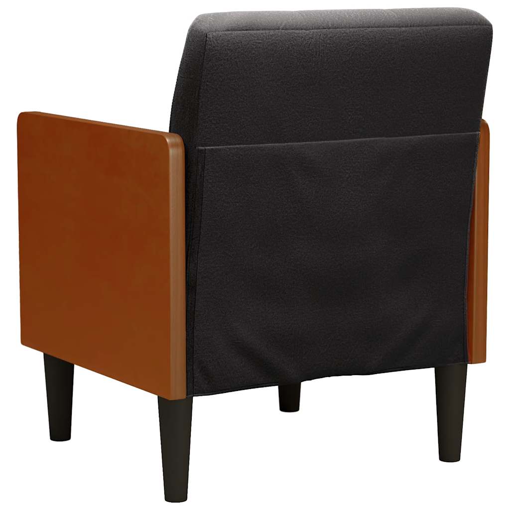 Sofa-kėdė su porankiais, juoda, 55 cm, aksominė