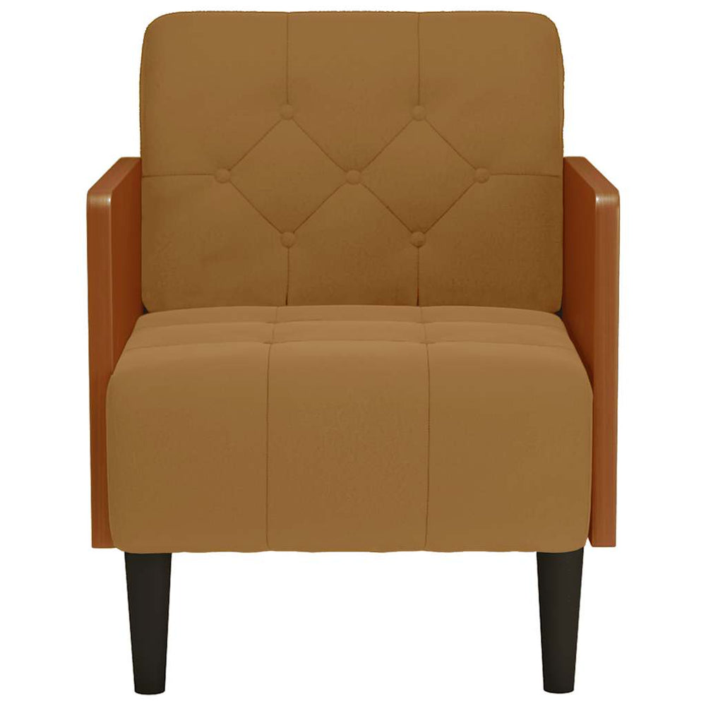 Sofa-kėdė su porankiais, ruda, 55 cm, aksominė