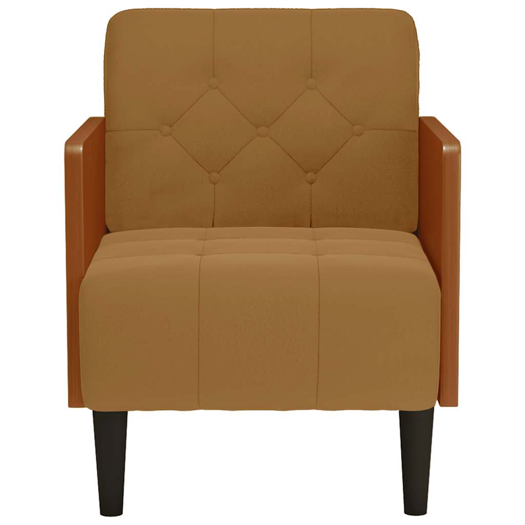 Sofa-kėdė su porankiais, ruda, 55 cm, aksominė