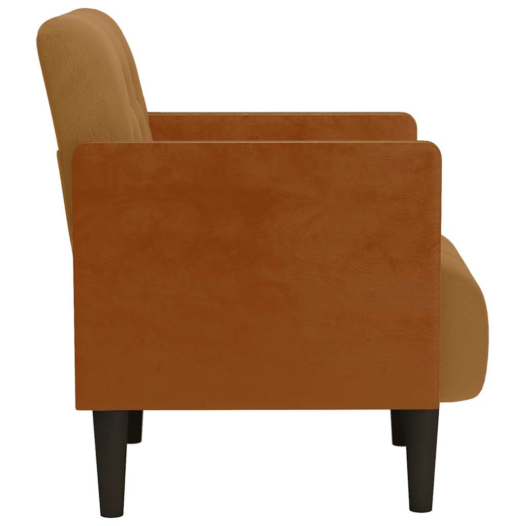 Sofa-kėdė su porankiais, ruda, 55 cm, aksominė