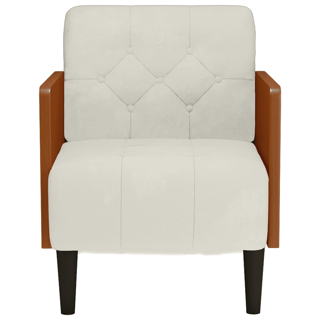 Sofa-kėdė su porankiais, kreminės spalvos, 55 cm, aksomas