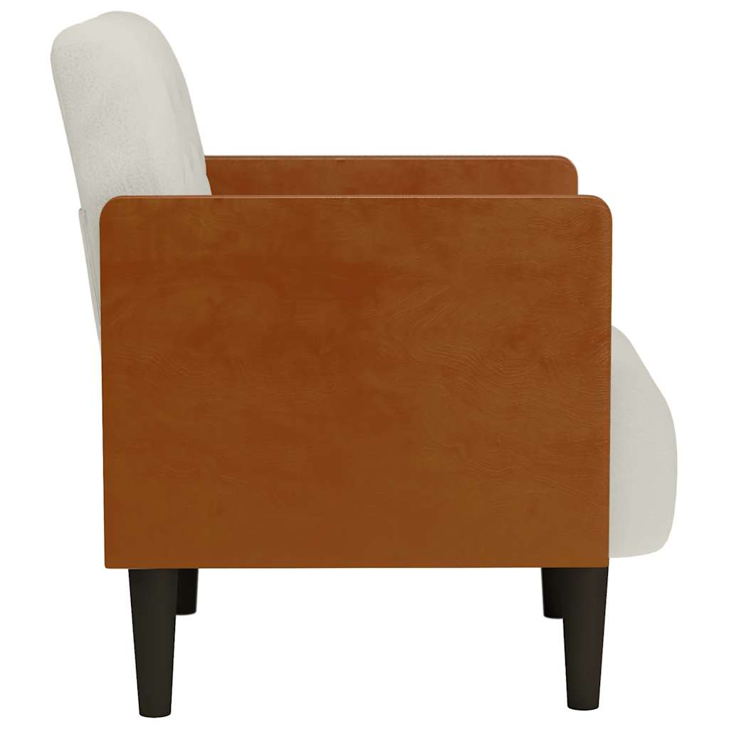 Sofa-kėdė su porankiais, kreminės spalvos, 55 cm, aksomas