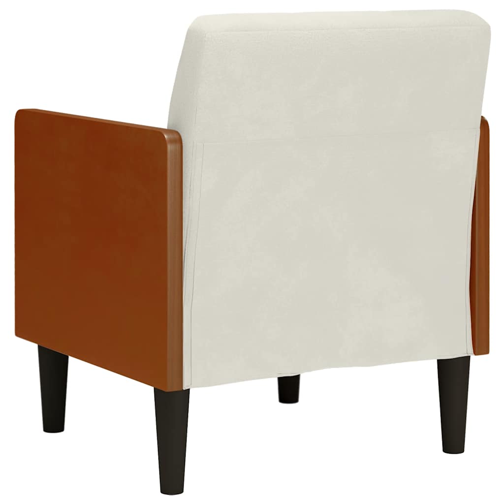 Sofa-kėdė su porankiais, kreminės spalvos, 55 cm, aksomas