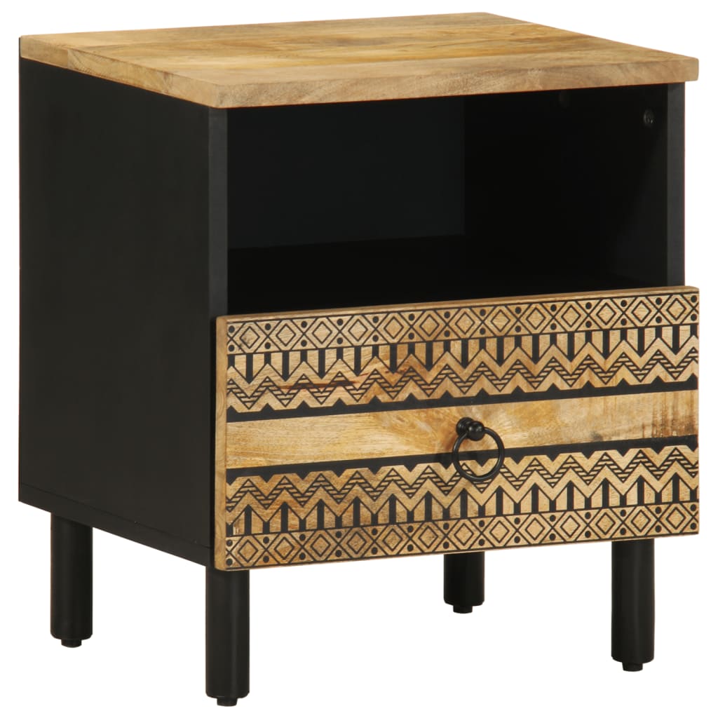 Lovos Spintelė Juoda 40x33x46 cm Masyvus Rough Wood Mango
