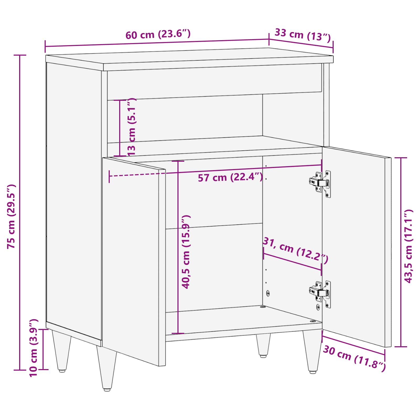 Storage Cabinet with Storage Multi-coloured 60 x 33.5 x 75 cm