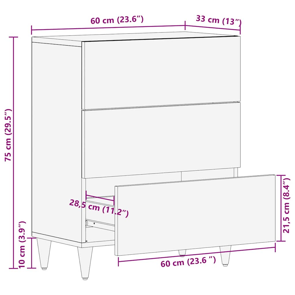 Kabalas Ruda 60 x 33.5 x 75 cm Mango medienos masyvas