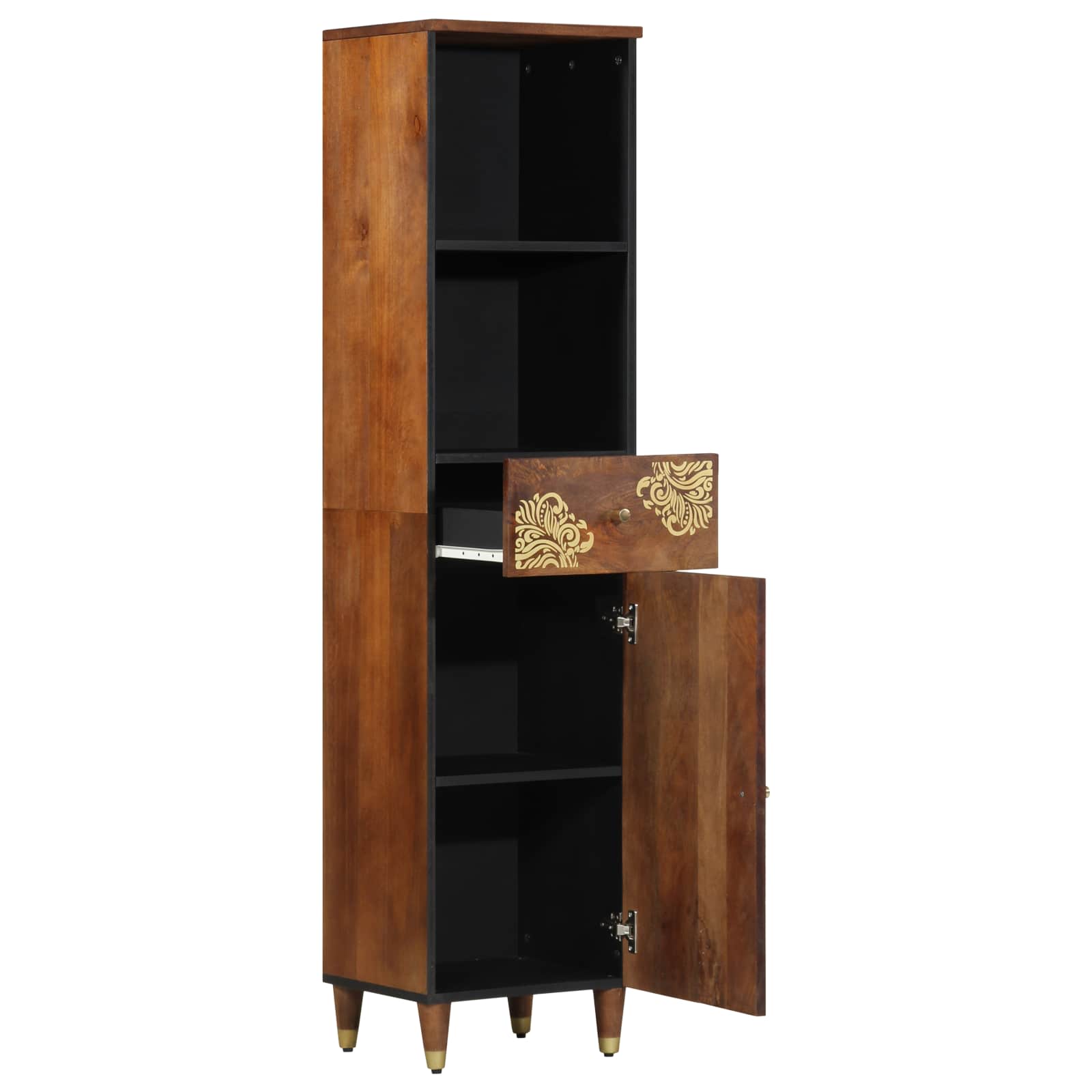 Vonios spintelė honey brown 38 x 33 x 160 cm Kietas mango medis