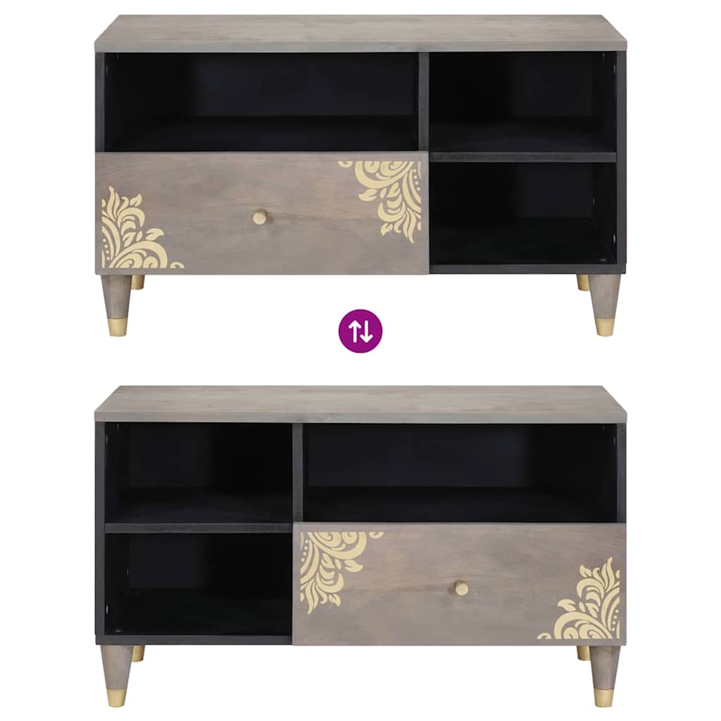 TV Cabinet Grey 80 x 33 x 46 cm Solid Mango Wood