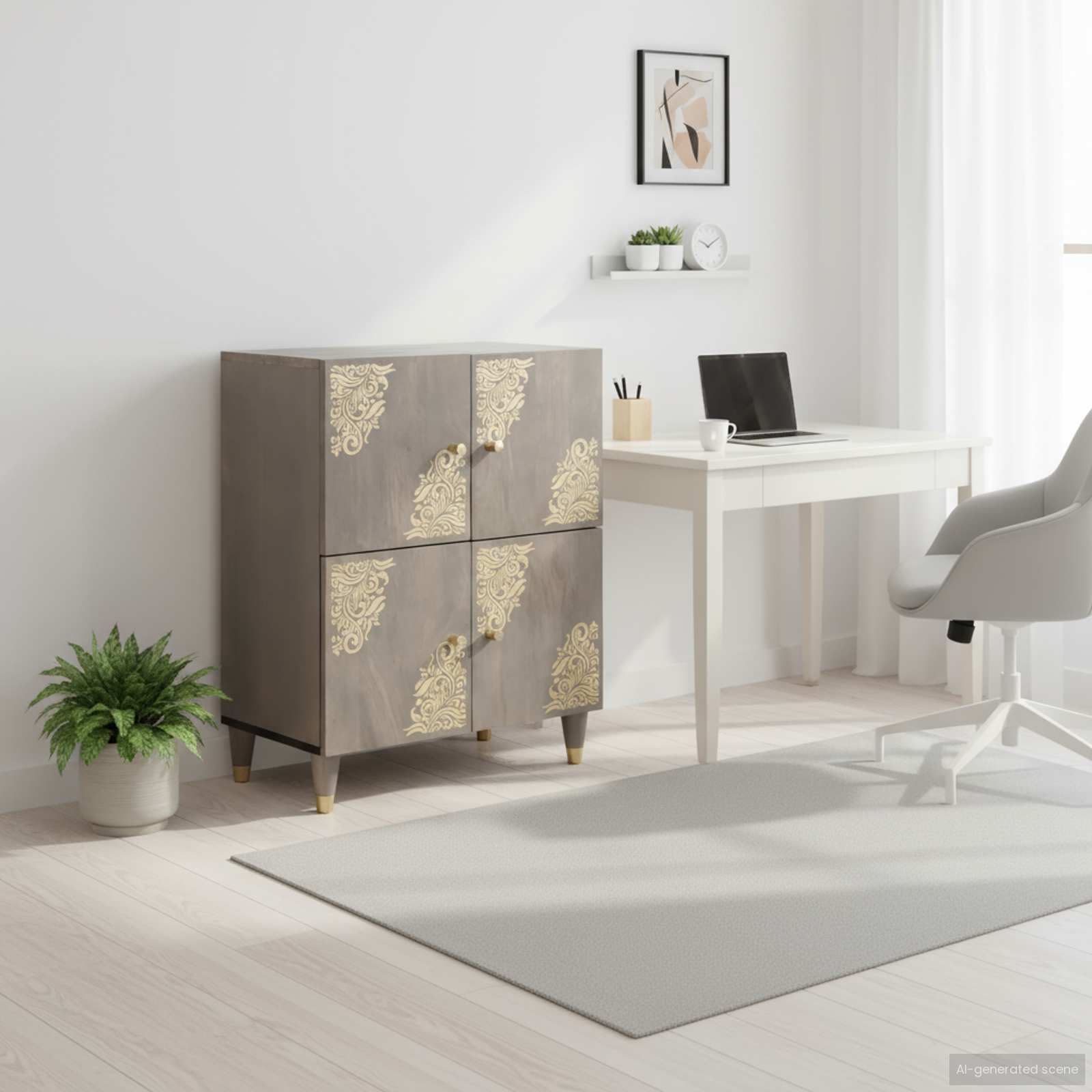 Kabalas su lentyna Pilkas ir auksinis 60 x 33 x 75 cm