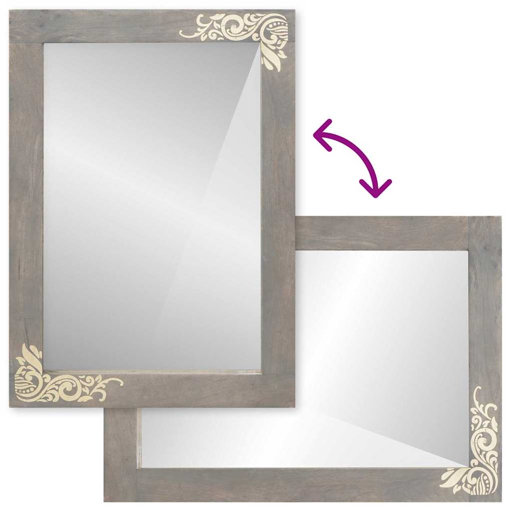 Bathroom Mirror Grey and Silver 50 x 70 x 3 cm