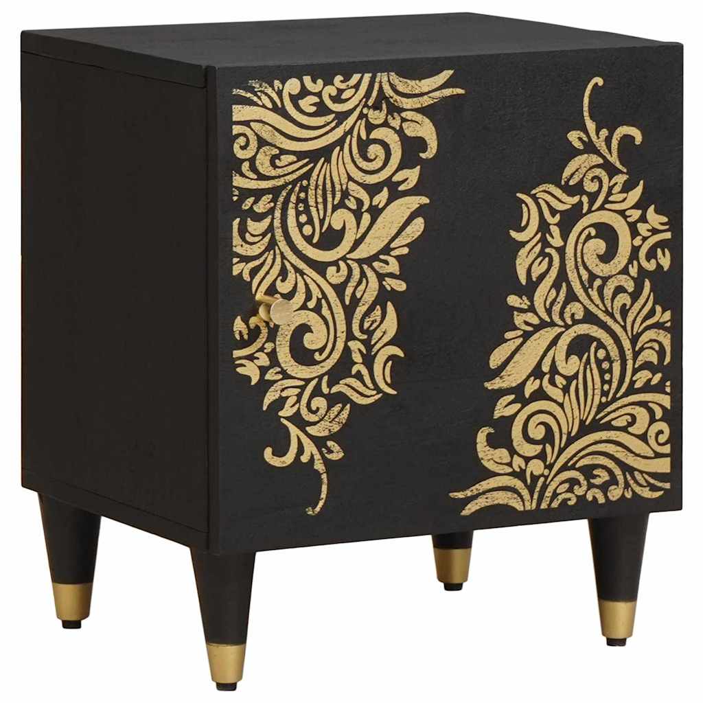 Naktinis staliukas su durelėmis 2 pcs Juoda 40 x 33 x 46 cm