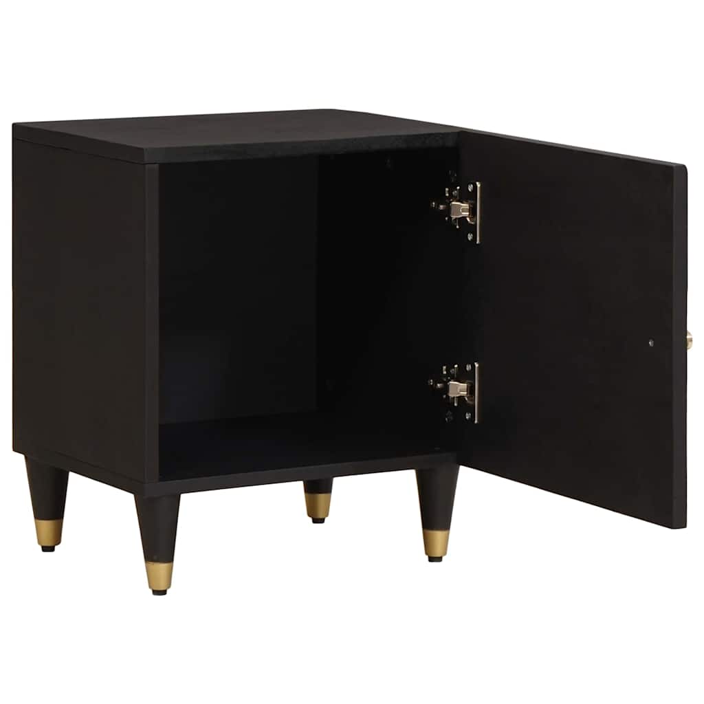 Naktinis staliukas su durelėmis 2 pcs Juoda 40 x 33 x 46 cm