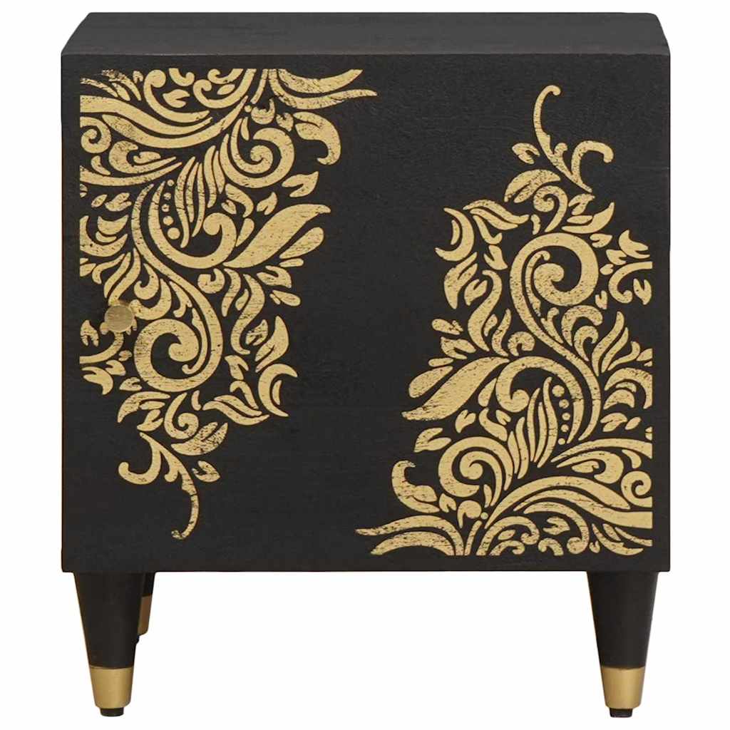 Naktinis staliukas su durelėmis 2 pcs Juoda 40 x 33 x 46 cm