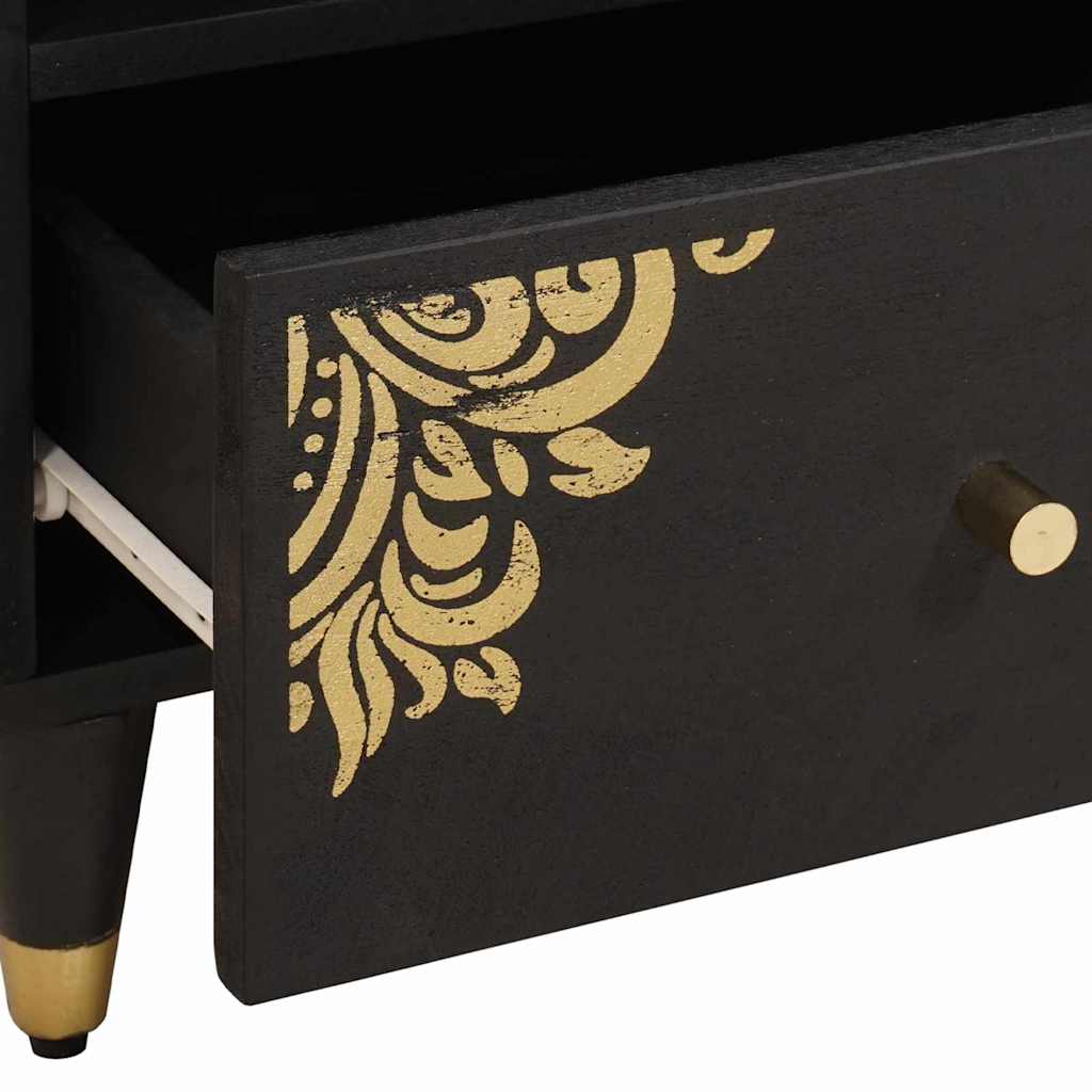 Bedside Cabinet Black 40 x 33 x 46 cm Solid Mango Wood