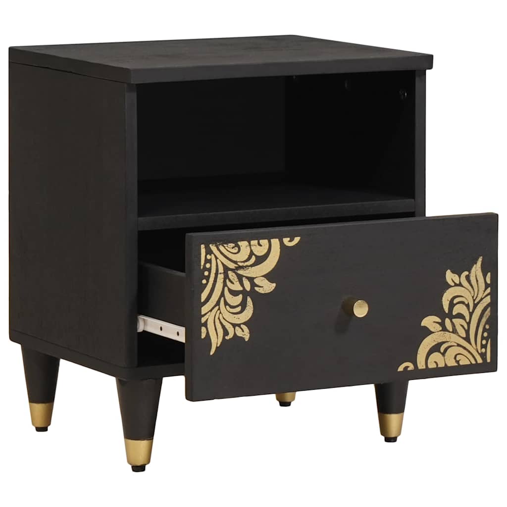 Bedside Cabinet Black 40 x 33 x 46 cm Solid Mango Wood