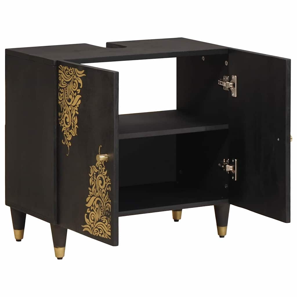 Bathroom Vanity Unit Black 62 x 33 x 58 cm Solid Mango Wood