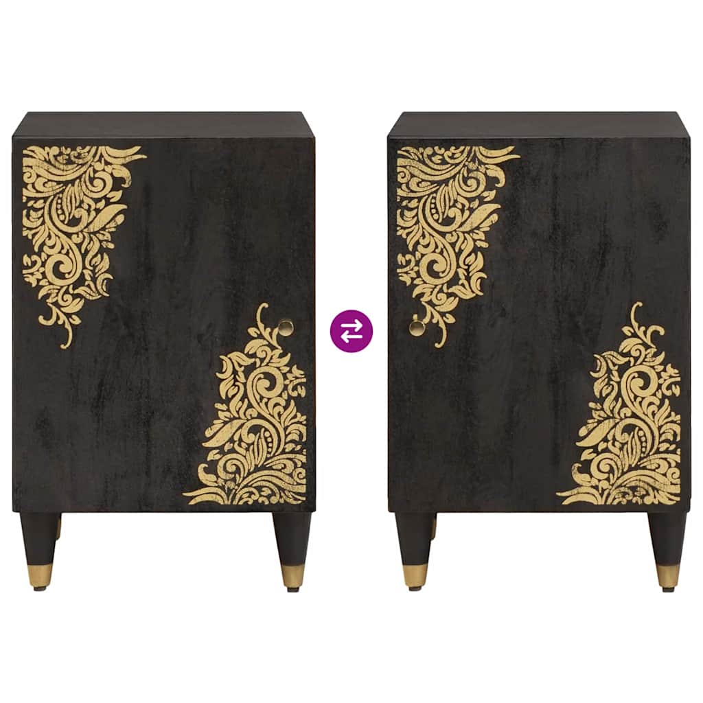 Bathroom cabinet Black 38 x 33 x 58 cm Solid mango wood