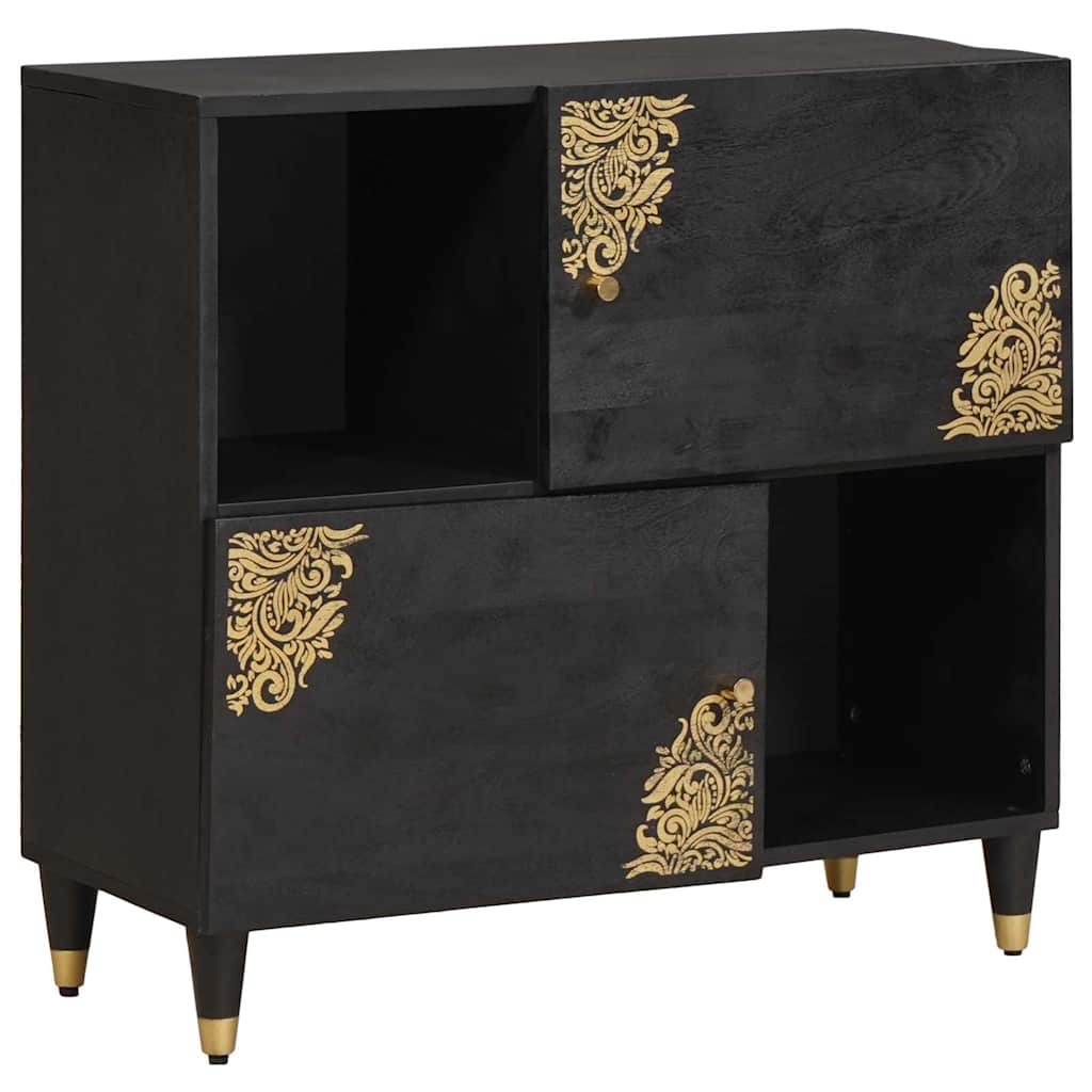 Kabalas su lentyna Juoda 80 x 33 x 75 cm Kietas mango medis