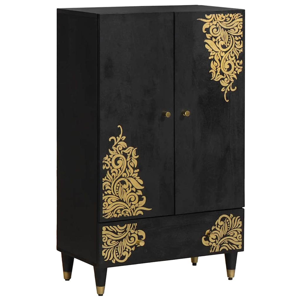 Tall Cabinet Black 60 x 33 x 100 cm Solid Mango Wood