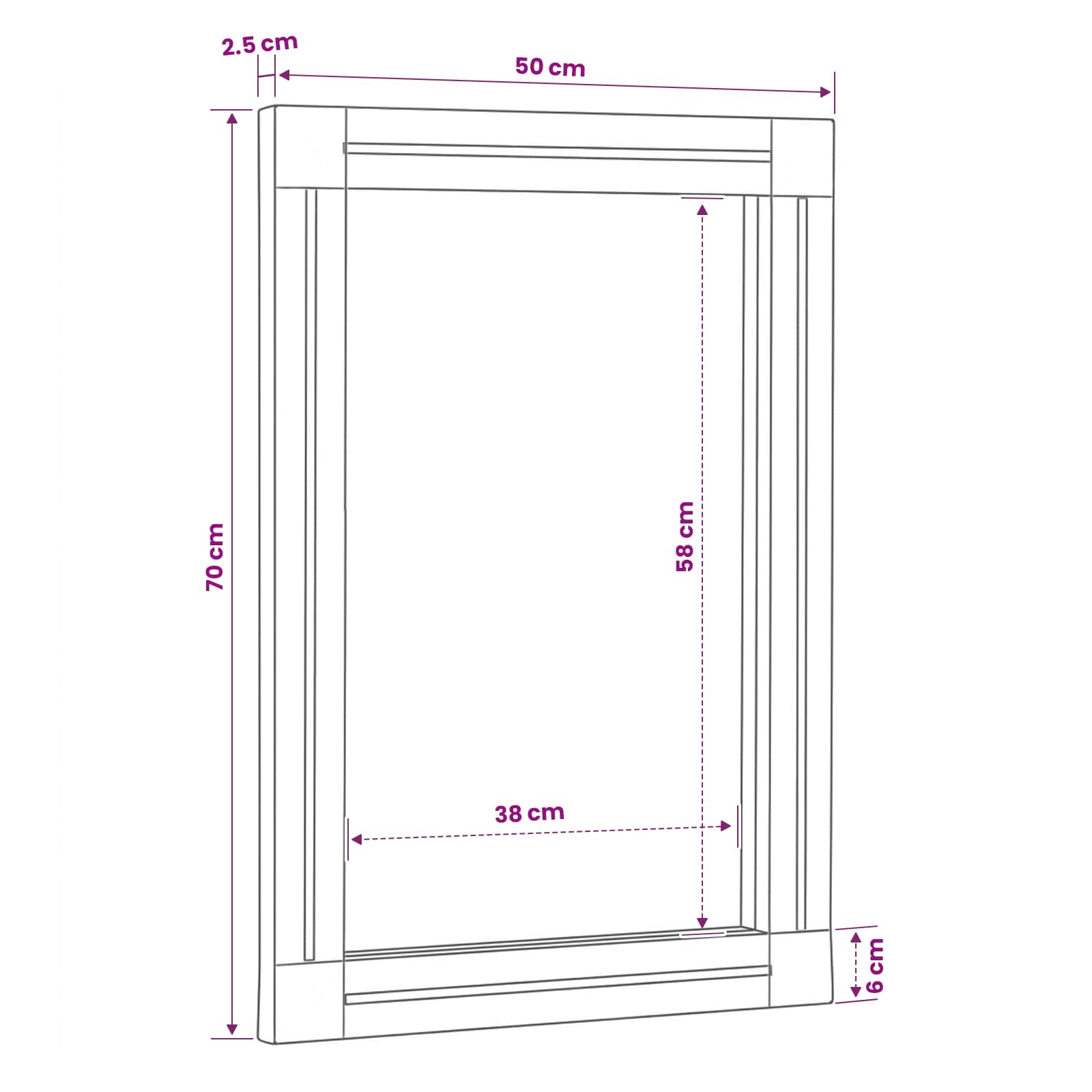 Veidrodis su veidrodžiu Ruda ir juoda 70 x 50 x 3 cm Stiklas