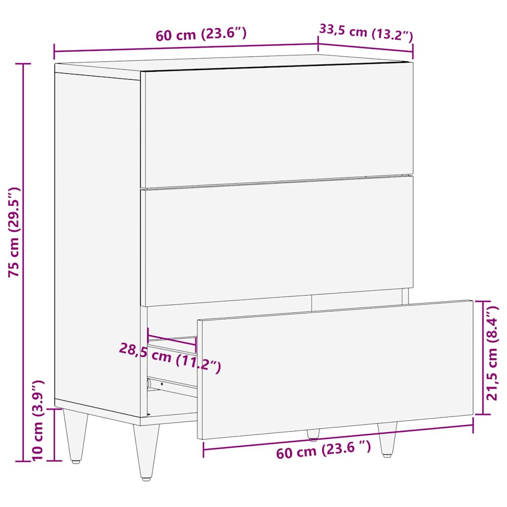Kabalas Ruda 60 x 33 x 75 cm Kietas mango medis