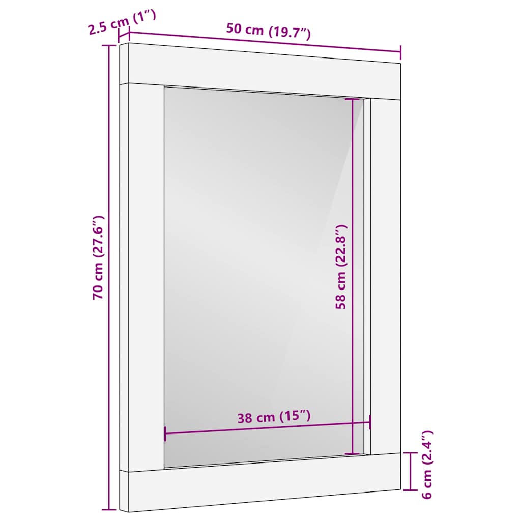 Spogulis ar spoguli brūns un sudraba 50 x 70 cm