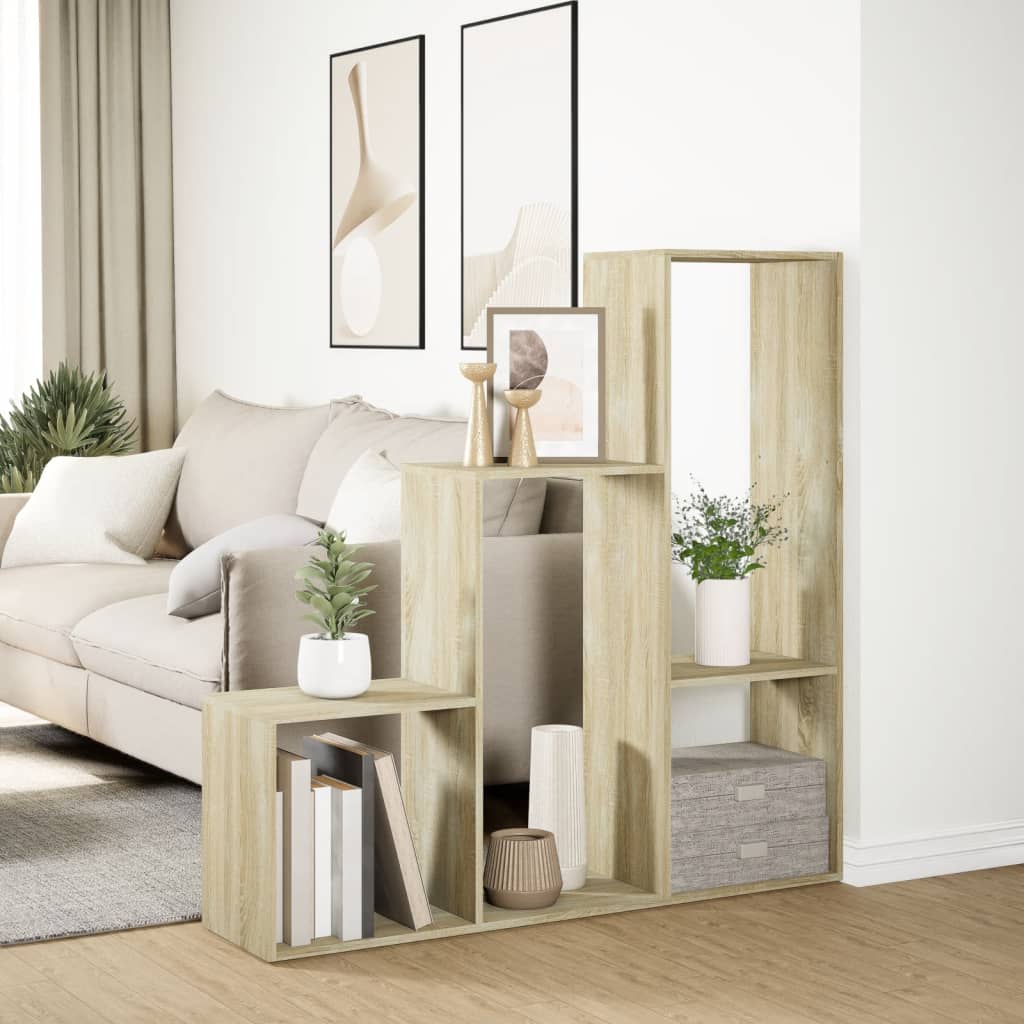 Room divider/bookcase, oak, 123x29x123cm, wood, 3-tier