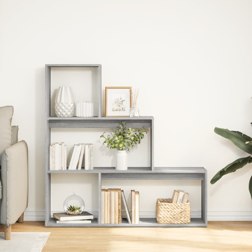 Room divider/bookcase, 3-tier, grey, 123x29x123cm, wood