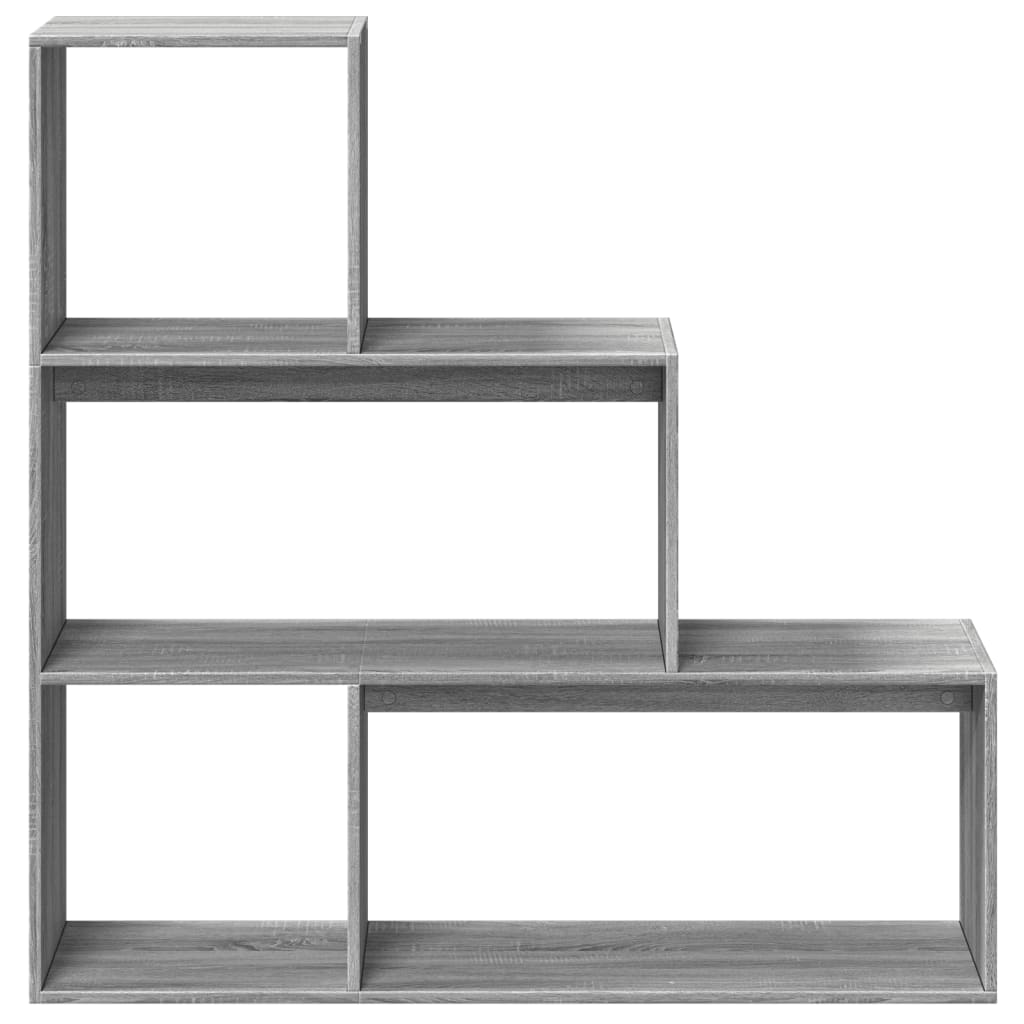Room divider/bookcase, 3-tier, grey, 123x29x123cm, wood