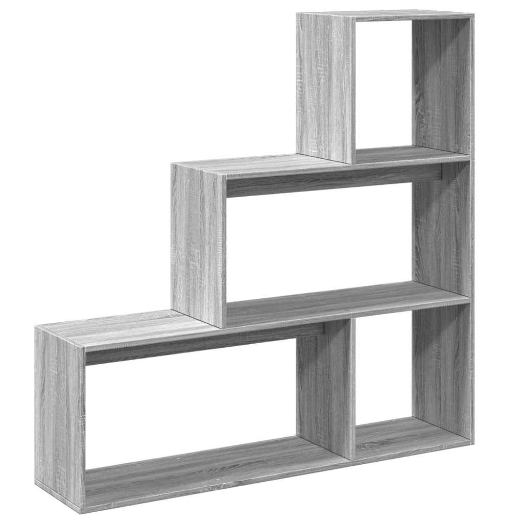 Room divider/bookcase, 3-tier, grey, 123x29x123cm, wood