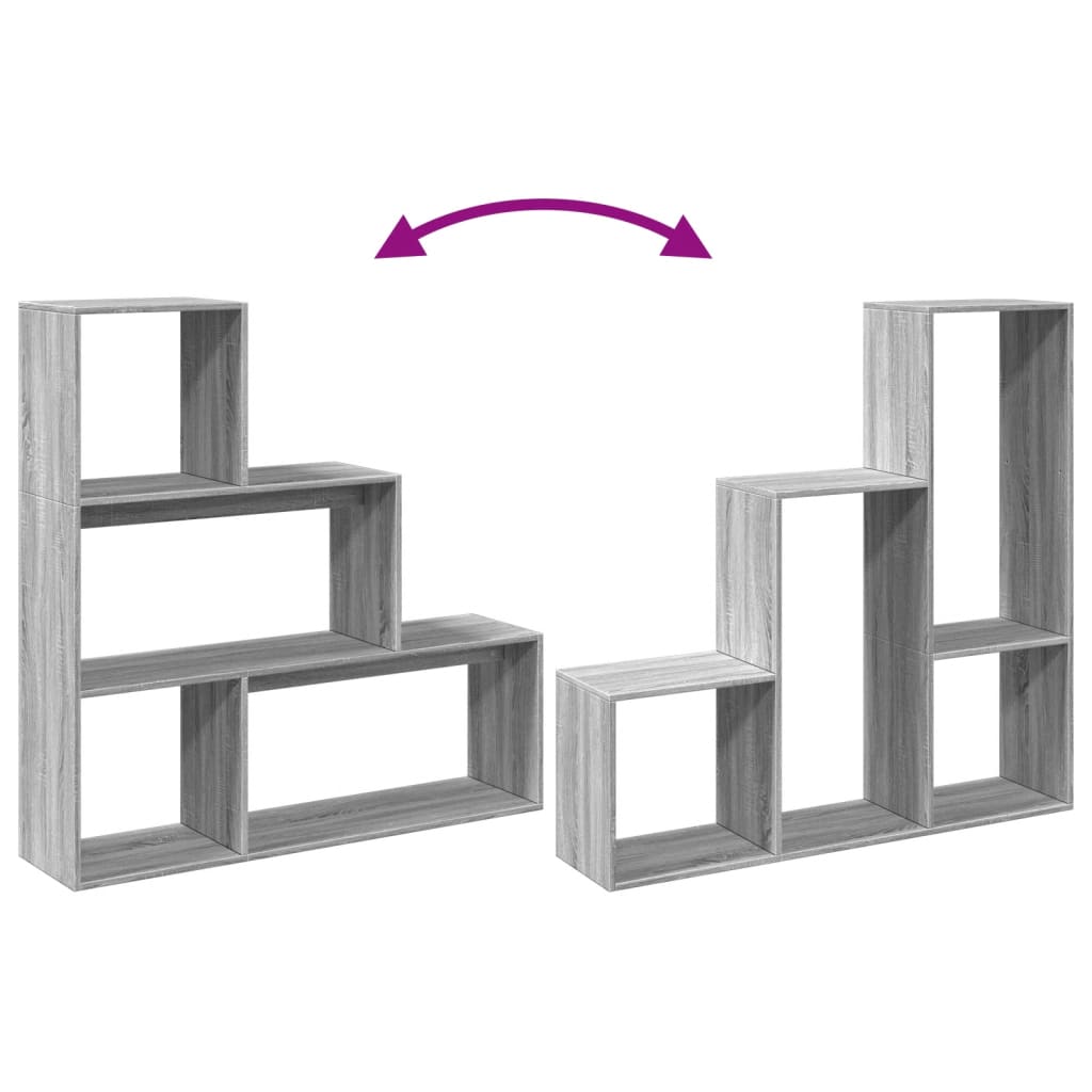 Room divider/bookcase, 3-tier, grey, 123x29x123cm, wood