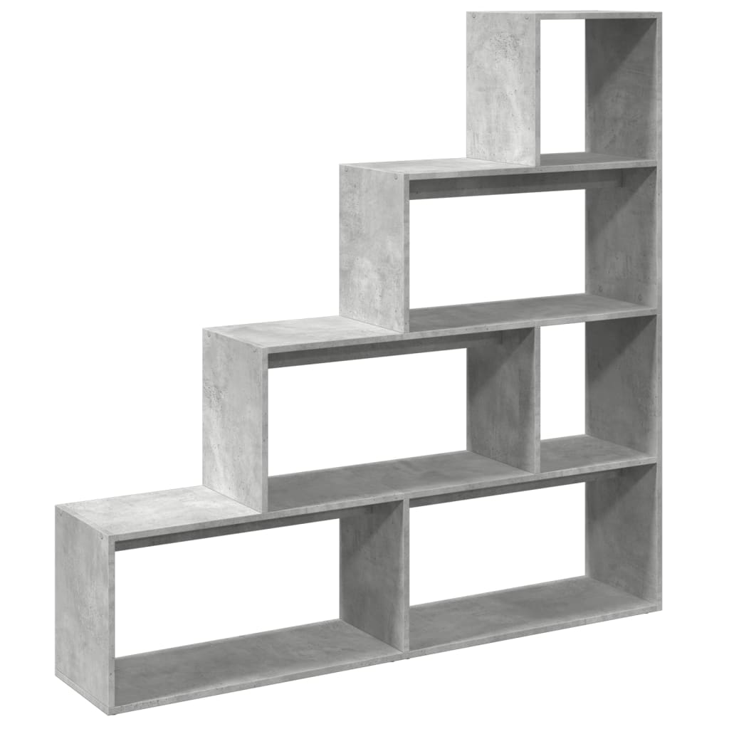 Room divider/bookshelf, concrete grey, 143.5x29x143.5cm, 4-tier