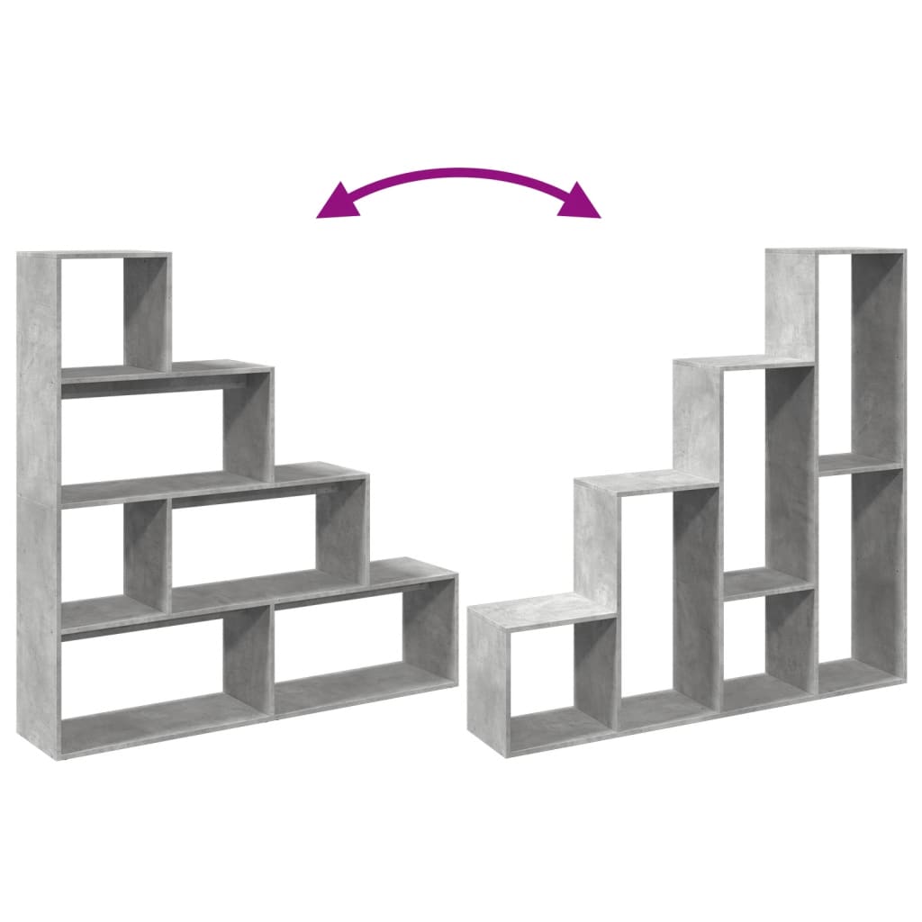 Room divider/bookshelf, concrete grey, 143.5x29x143.5cm, 4-tier