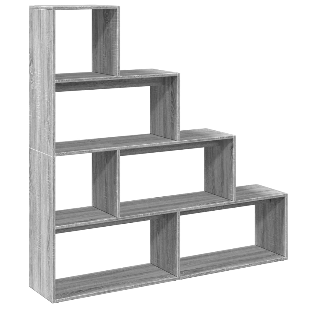Room Divider/Bookcase, 4-Tier, Grey, 143.5x29x143.5cm