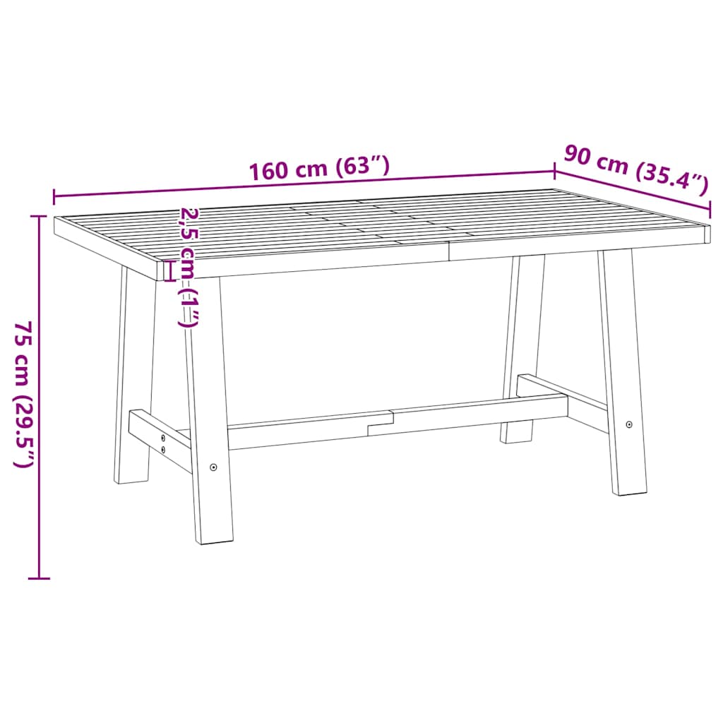 Dining table NOAIN A-shaped legs 160x90x75 cm