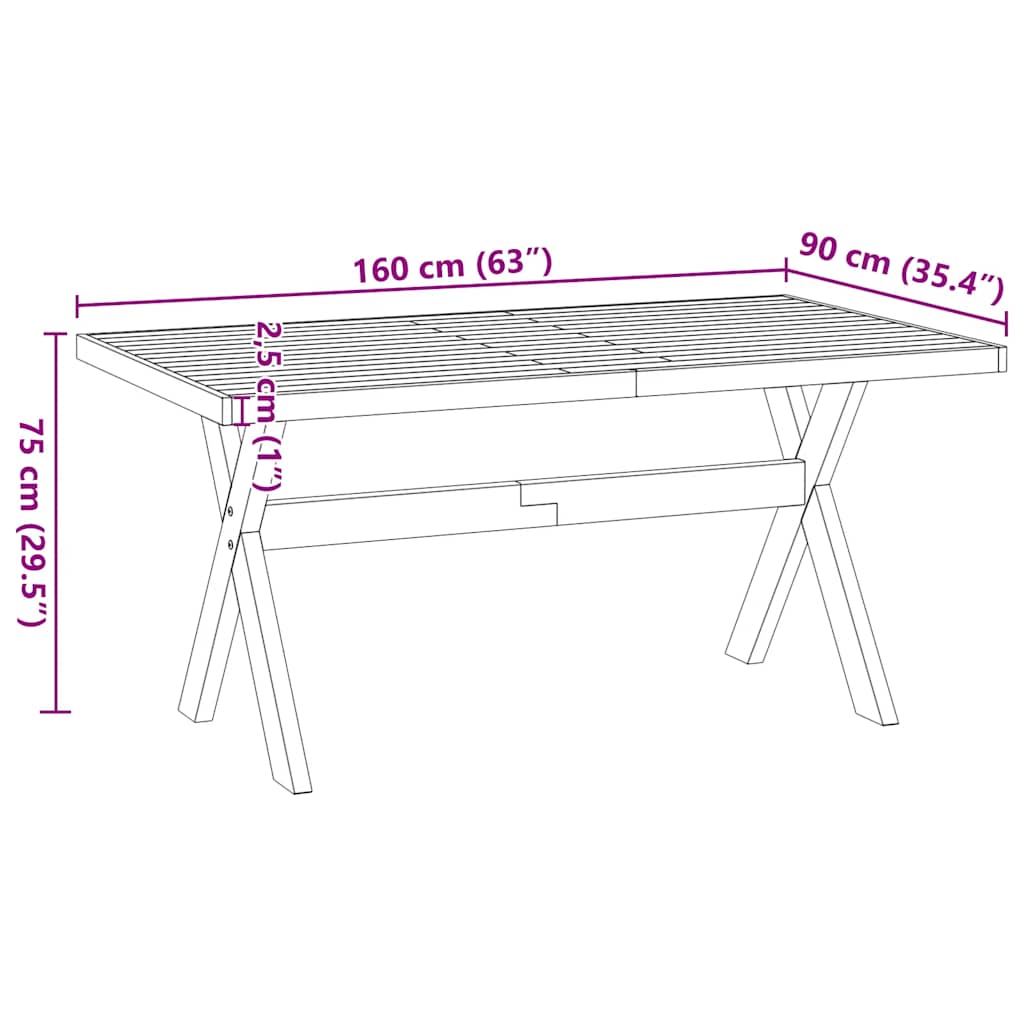 valgomojo stalas NOAIN X formos kojos 160x90x75 cm