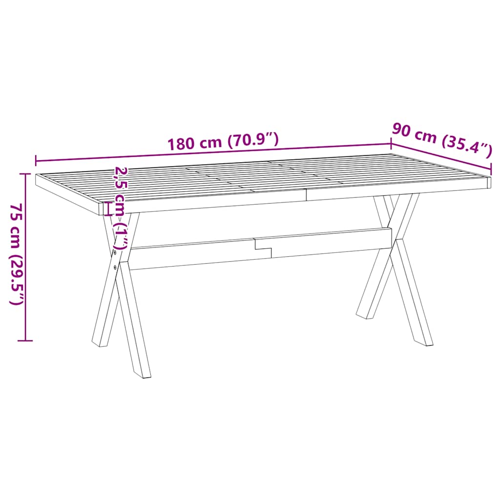 Dining table NOAIN X-shaped legs 180x90x75 cm
