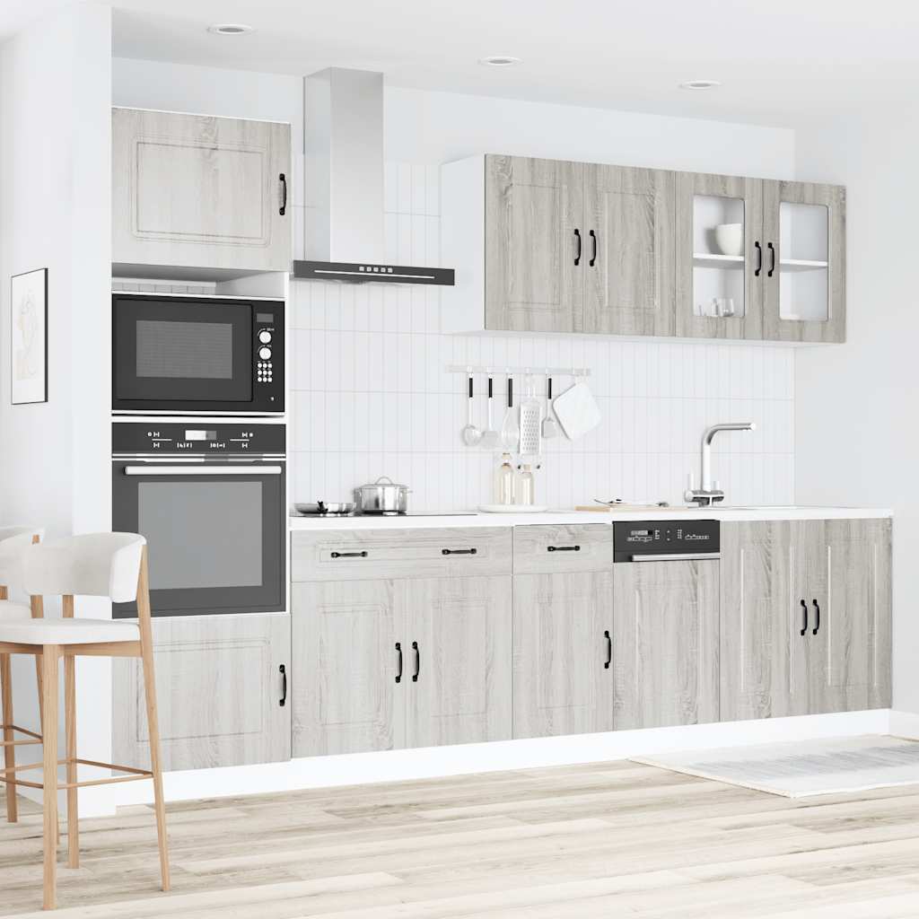 Kitchen cabinet set, 7 pieces, Kalmar, grey