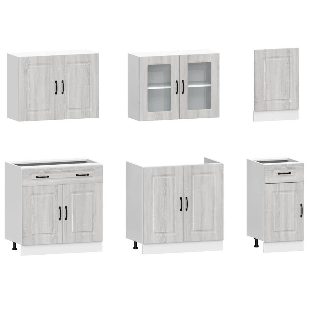 Kitchen cabinet set, 7 pieces, Kalmar, grey