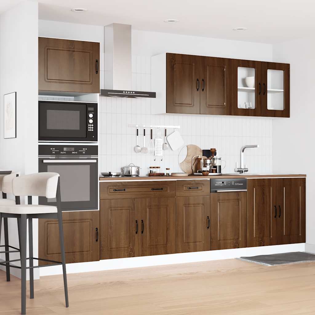 Kitchen cabinet set, 7 pieces, Kalmar, brown
