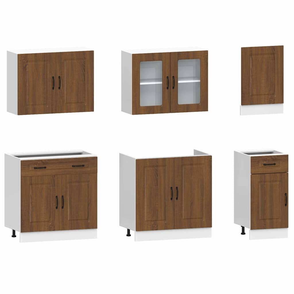 Kitchen cabinet set, 7 pieces, Kalmar, brown