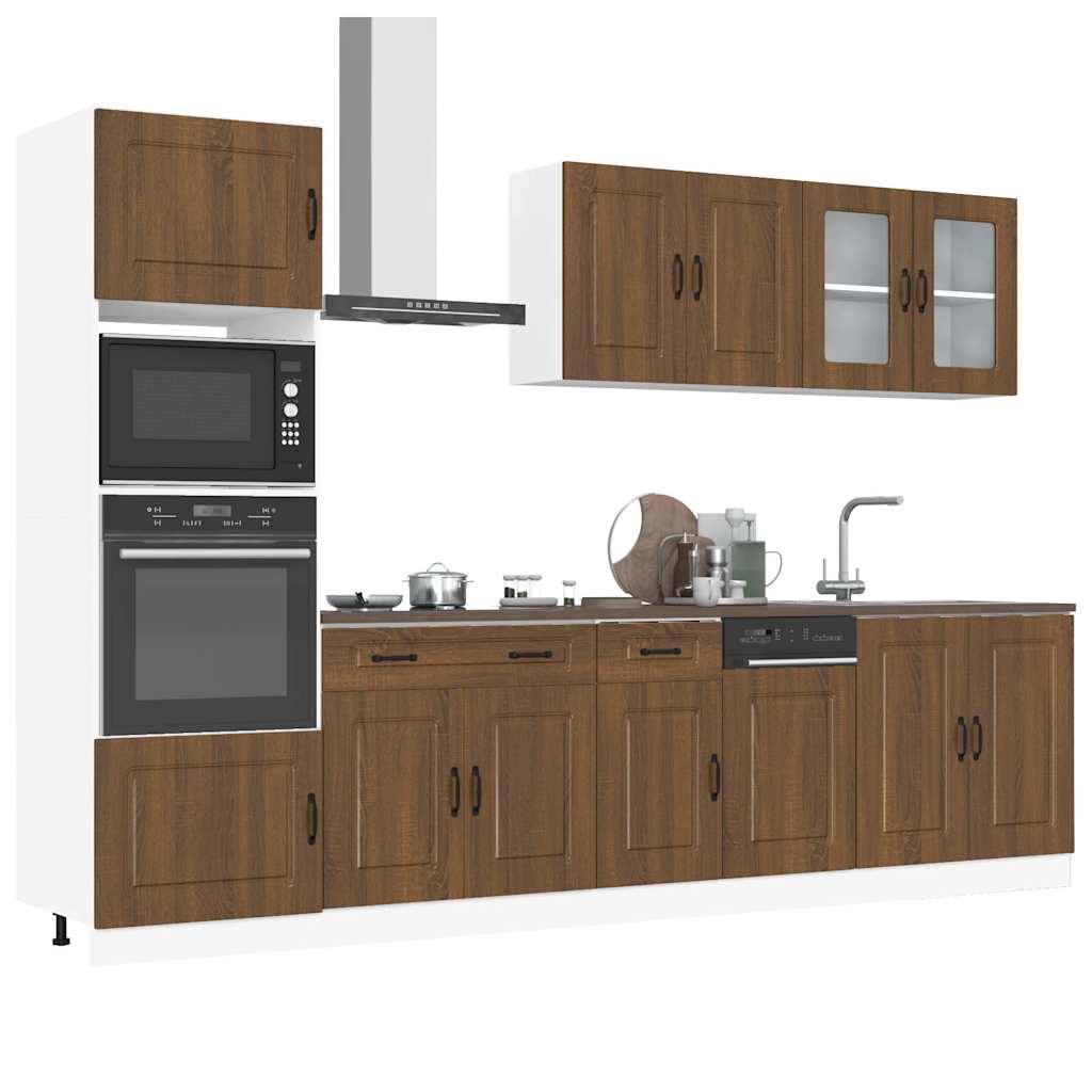 Kitchen cabinet set, 7 pieces, Kalmar, brown