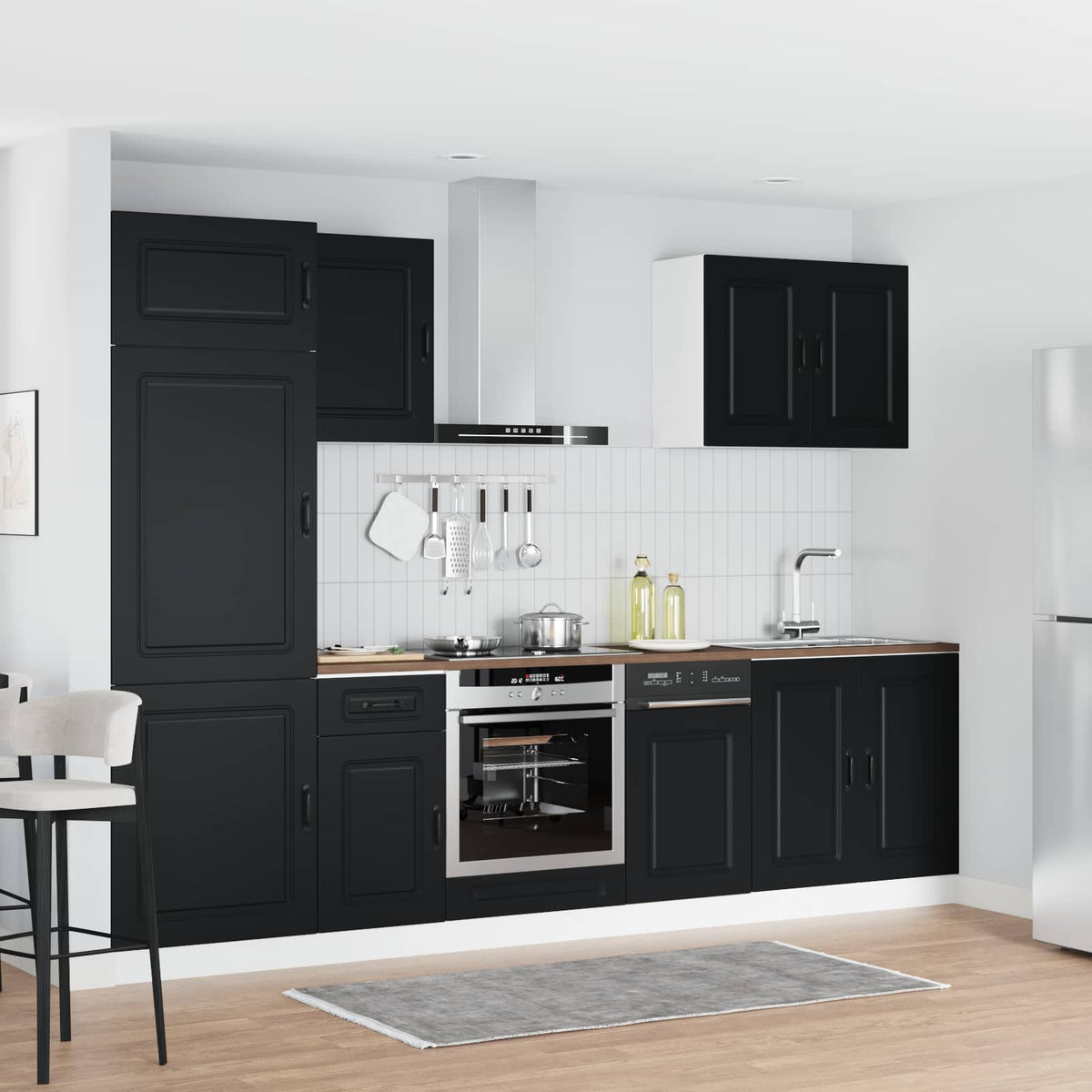 Virtuves skapīšu komplekts, 7 daļas, Kalmar, melns